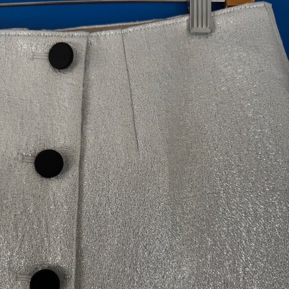 NWT J. Crew Collection Metallic Velvet Buttons Silver Mini Skirt - Size 8 - Picture 2 of 8